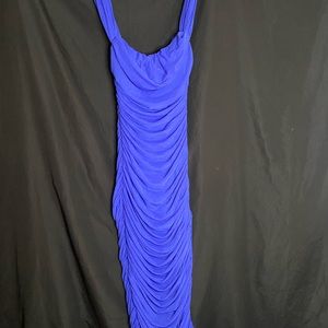 Blue sapphire long rouched dress